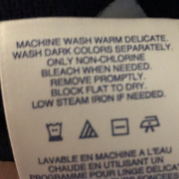 Lands End Nautical Stripe Cardigan Jacket Womens L Double Breasted Navy Cotton - Picture 13 of 13